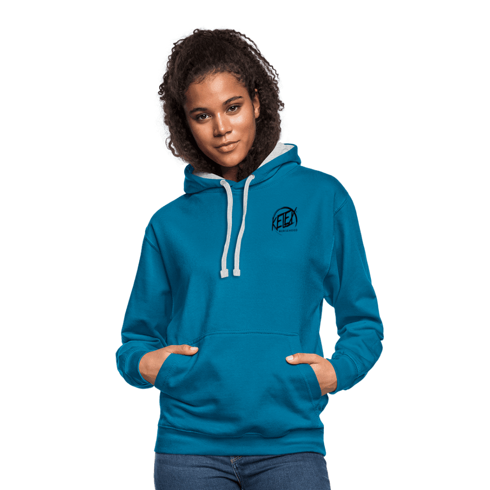 Kontrast-Hoodie - Pfauenblau/Grau meliert (8628056228186)