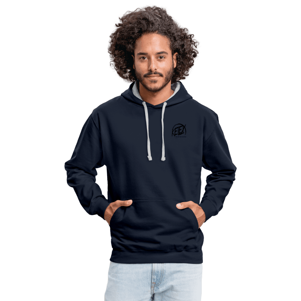 Kontrast-Hoodie - Navy/Grau meliert (8628056228186)