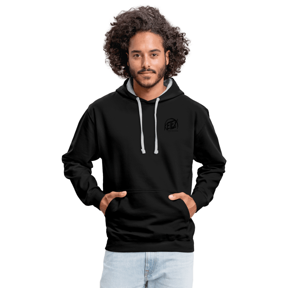 Kontrast-Hoodie - Schwarz/Grau meliert (8628056228186)