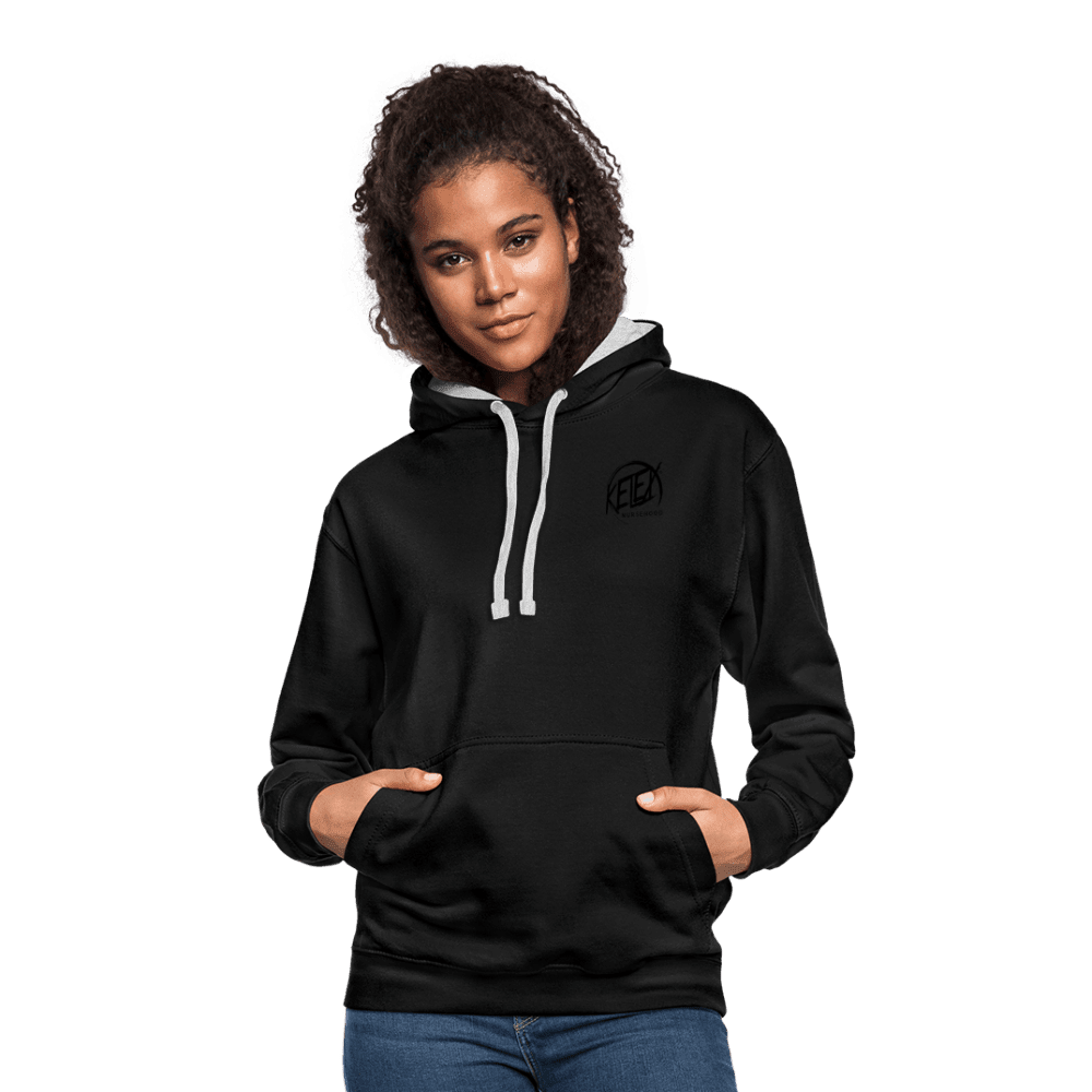 Kontrast-Hoodie - Schwarz/Grau meliert (8628056228186)