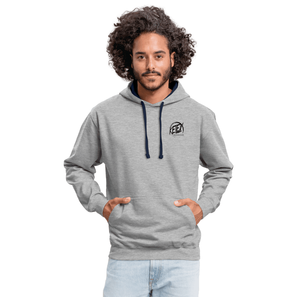 Kontrast-Hoodie - Grau meliert/Navy (8628056228186)